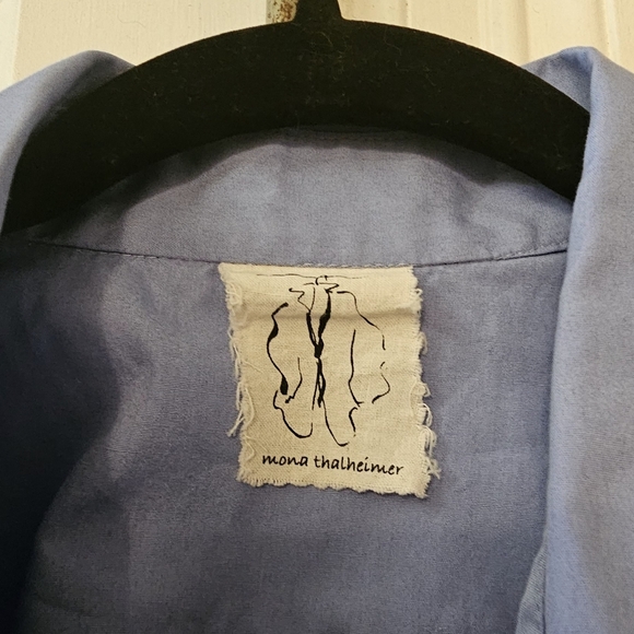 MONA THALHEIMER Blue Button down 3/4 sleeve Size L - Picture 5 of 5